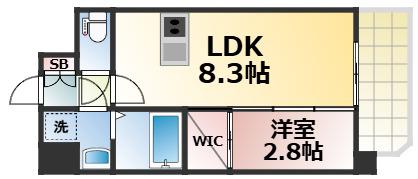 エスリード ザ・レーヴ大阪(1LDK/3階)の間取り写真