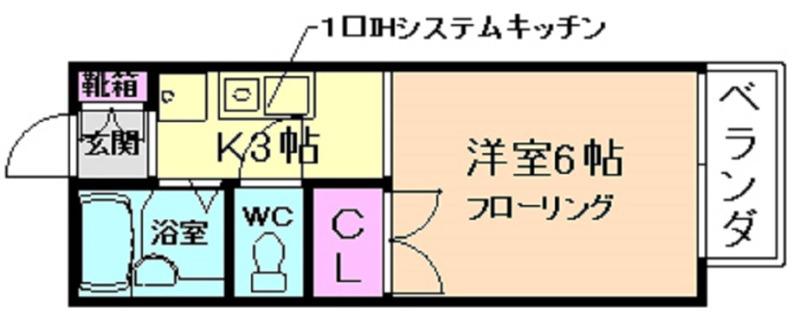 グリーンシャトル(1K/2階)の間取り写真