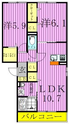 エーデルハイム3(2LDK/2階)の間取り写真