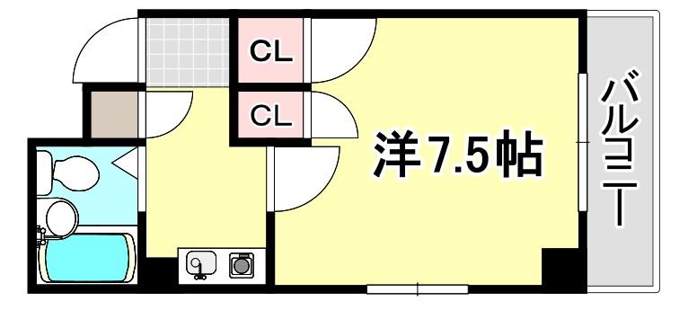 フルーレゾン神戸パートⅡ(1K/7階)の間取り写真