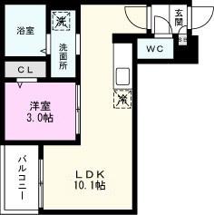 JACK GAMOI(1LDK/1階)の間取り写真