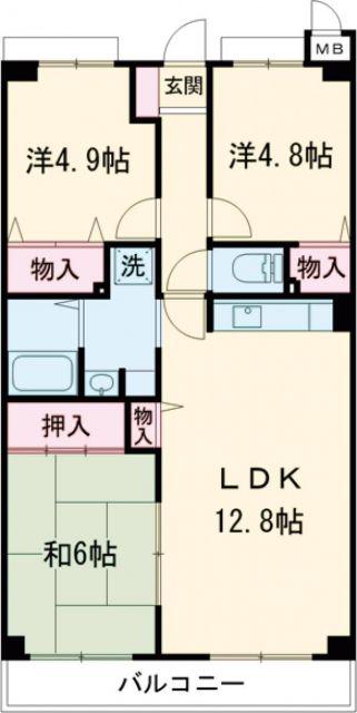 プランドール兵庫駅前南通(3LDK/5階)の間取り写真