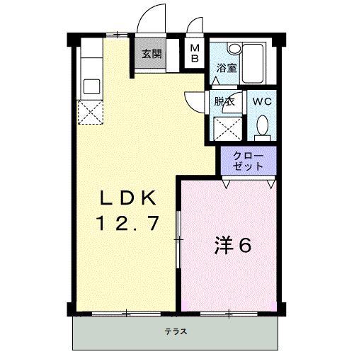 エルディムみまや(1LDK/1階)の間取り写真