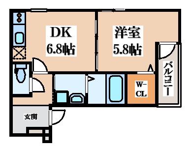 フジパレス忍ケ丘II番館(1DK/3階)の間取り写真