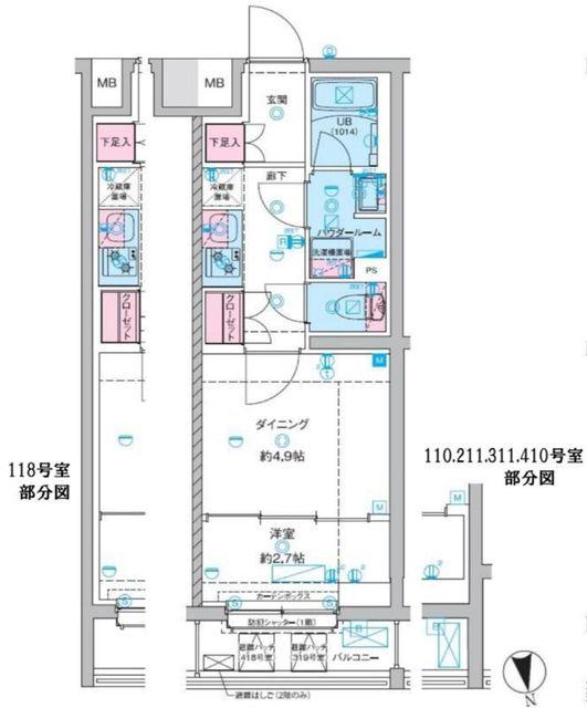 GENOVIA竹ノ塚(1DK/2階)の間取り写真