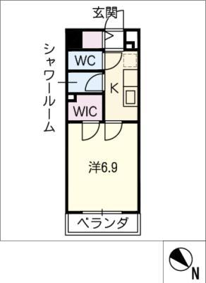 ラグゼナ上前津(1K/8階)の間取り写真