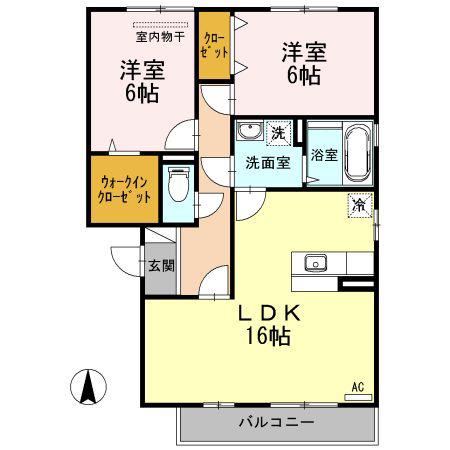 OTTS南蔵王(2LDK/3階)の間取り写真