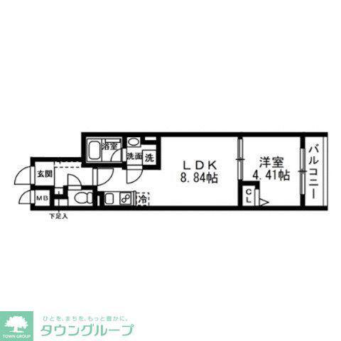 SOLASIA RESIDENCE 武蔵小山(1LDK/2階)の間取り写真