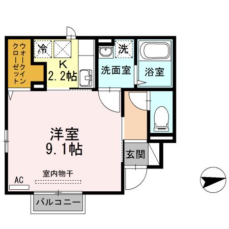 プリマクラッセ(1K/1階)の間取り写真