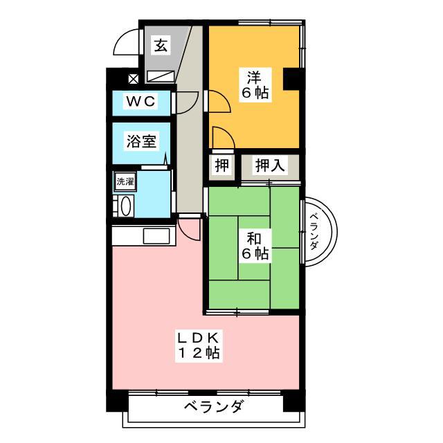 マリーヴィラ広見(2LDK/4階)の間取り写真