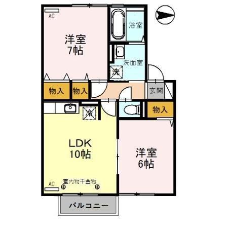 ソレアードIII(2LDK/2階)の間取り写真