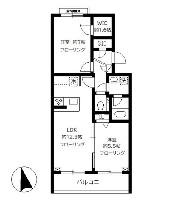 フォレストパーク田向(2LDK/3階)の間取り写真