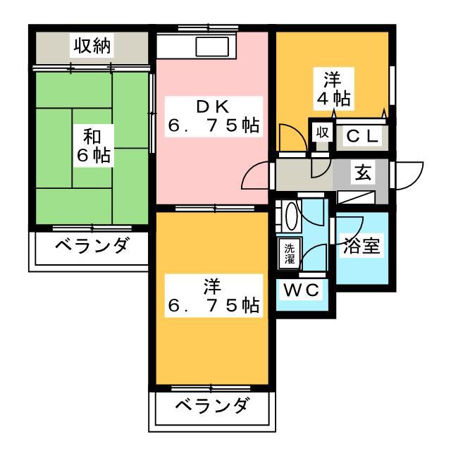 秋本マンション(3DK/1階)の間取り写真