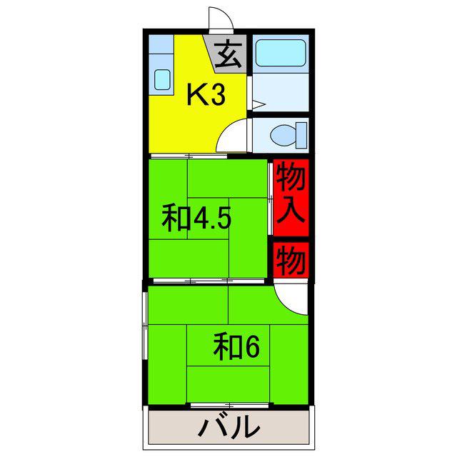 コーポCHIGUSA I(2K/1階)の間取り写真