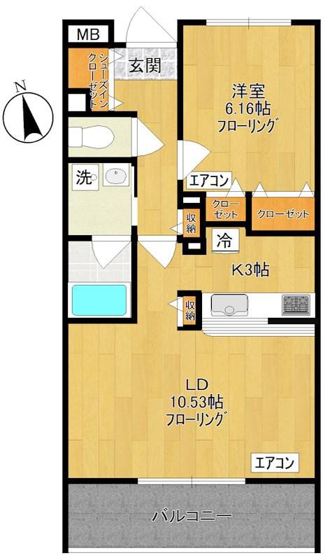 ガーデンビィラ六番館(1LDK/1階)の間取り写真