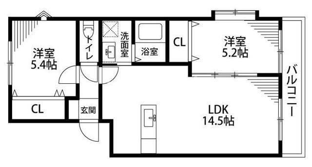 サニーコート高丘(2LDK/1階)の間取り写真