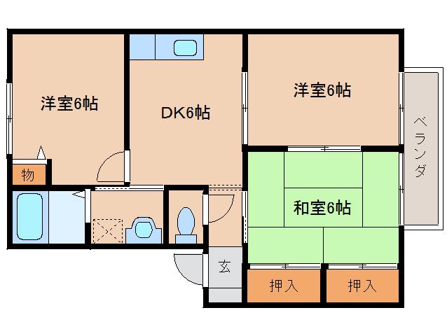 DEAR COURT(3DK/2階)の間取り写真