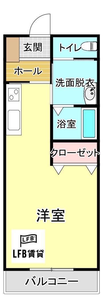 ライトステイツ仙崎(ワンルーム/1階)の間取り写真