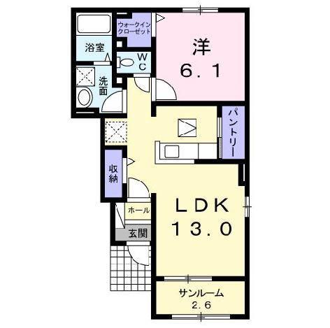 ウィステリア(1LDK/1階)の間取り写真