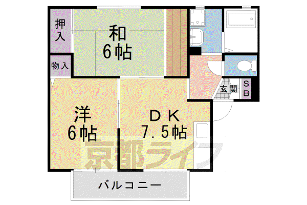 セジュールオルキディア(2DK/2階)の間取り写真