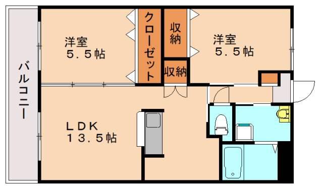 マ・メゾン潤野(2LDK/1階)の間取り写真