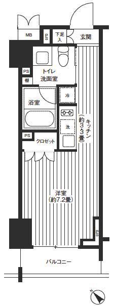 レジディア渋谷(1K/9階)の間取り写真