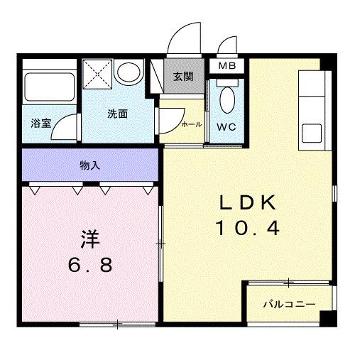 カーサセレノ(1LDK/2階)の間取り写真