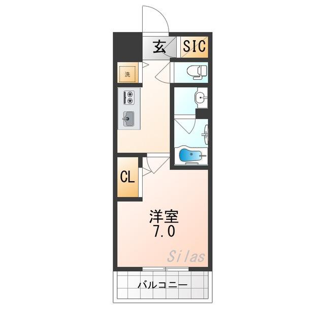 ベラジオ 雅び 京都七条ウエストII(1K/3階)の間取り写真