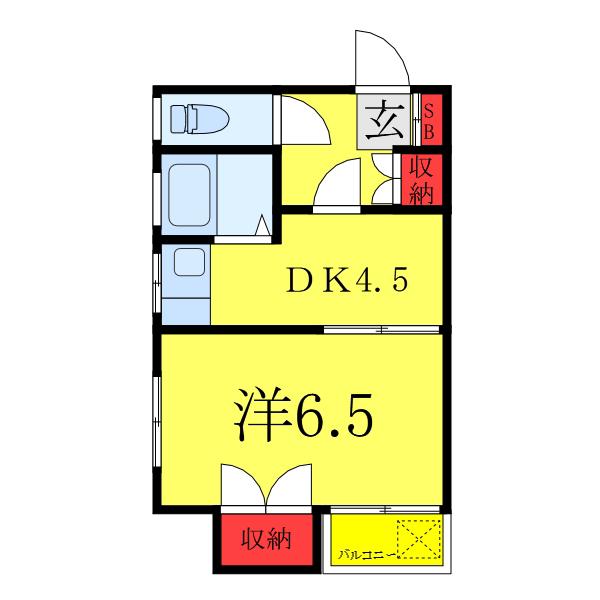 川口屋コーポ(1DK/3階)の間取り写真