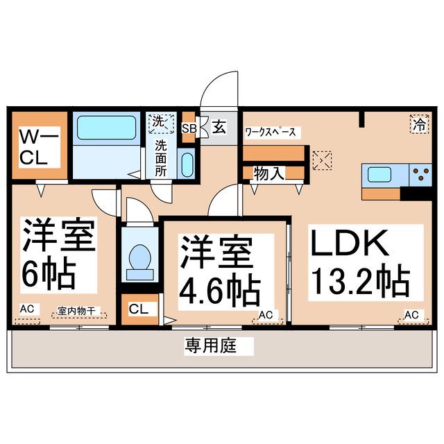 Dプレイスみずき台(2LDK/1階)の間取り写真