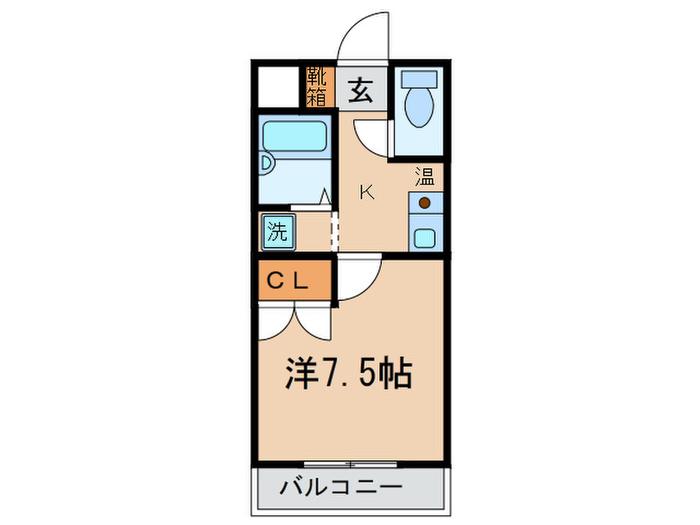 ビューテラスII(1K/2階)の間取り写真