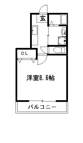 クレドール西院(1K/4階)の間取り写真