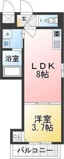 クラール川名(1LDK/1階)の間取り写真