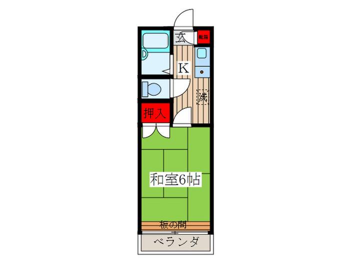 高木ハイツ(1K/2階)の間取り写真