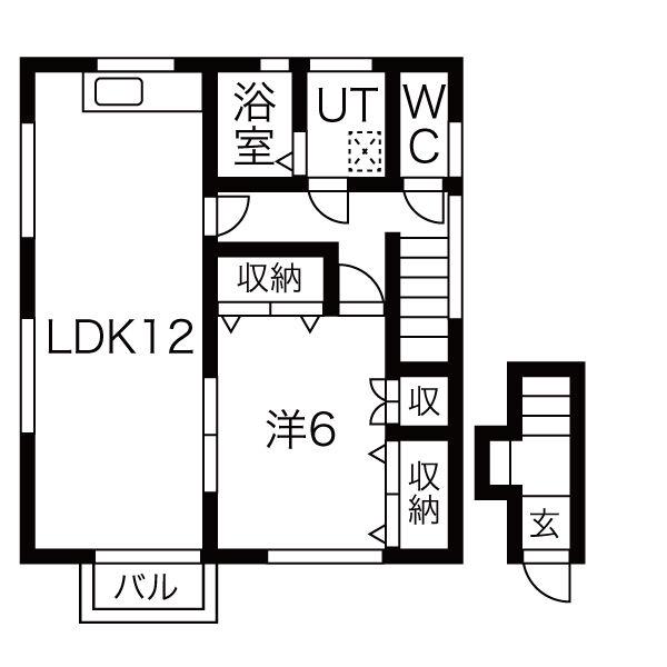 MSS今泉 離れ(1LDK/2階)の間取り写真