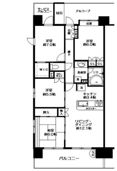 シーズガーデン浜野(4LDK/6階)の間取り写真