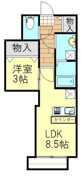 PURA VIDA(1LDK/1階)の間取り写真