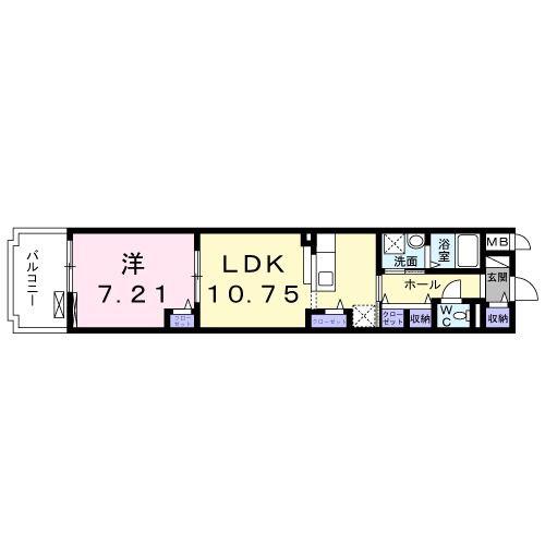 地下鉄四つ橋線 北加賀屋駅 徒歩8分 3階建 築14年(1LDK/2階)の間取り写真