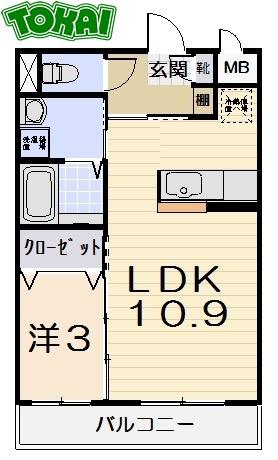 アンジュー(1LDK/3階)の間取り写真