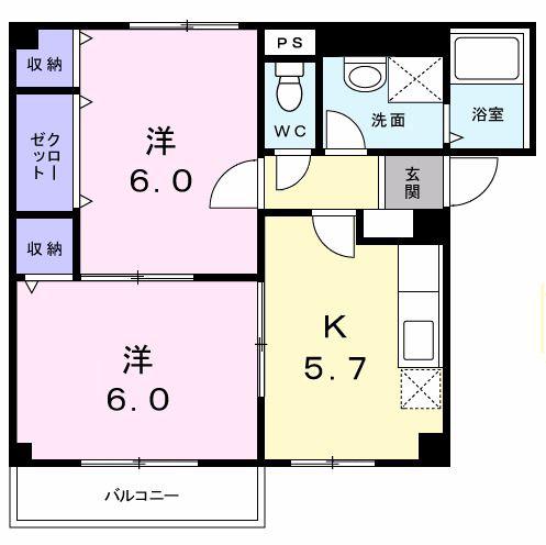 ツール宮地(2K/1階)の間取り写真