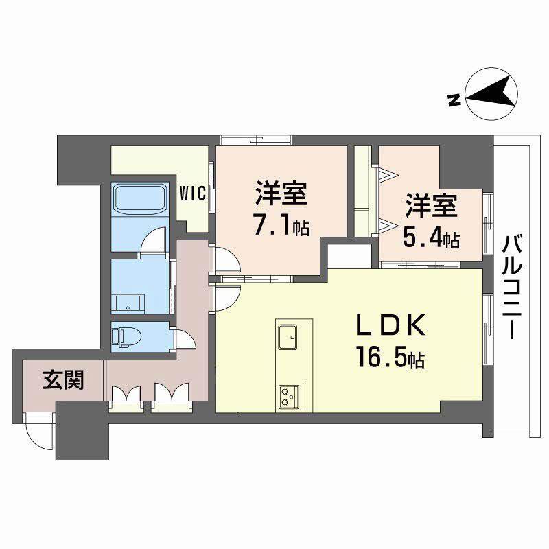 ナナアーク荒町(2LDK/9階)の間取り写真