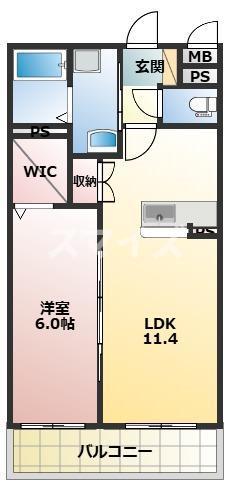 ラフィーネさつま(1LDK/2階)の間取り写真