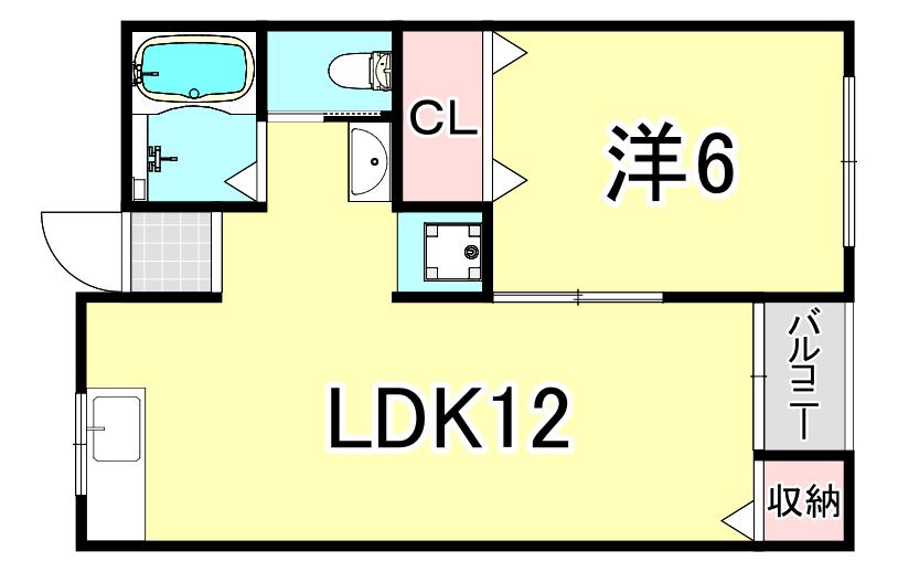 シャトーアムール(1LDK/2階)の間取り写真