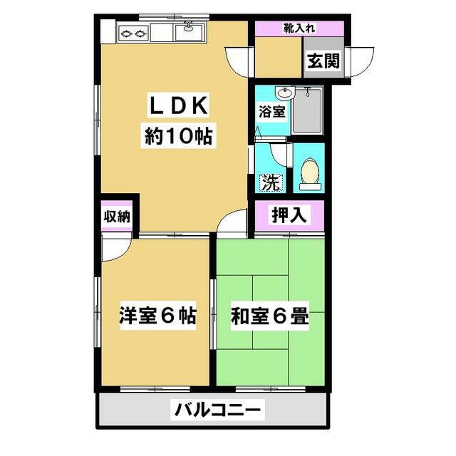 シャルムNN(2LDK/3階)の間取り写真