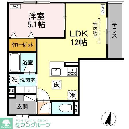 ブルマーレ湘南台(1LDK/1階)の間取り写真
