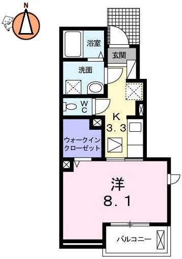 ＪＲ徳島線 蔵本駅 徒歩16分 2階建 築11年(1K/1階)の間取り写真