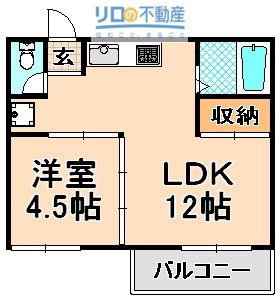 カーサ西台AB(1LDK/1階)の間取り写真