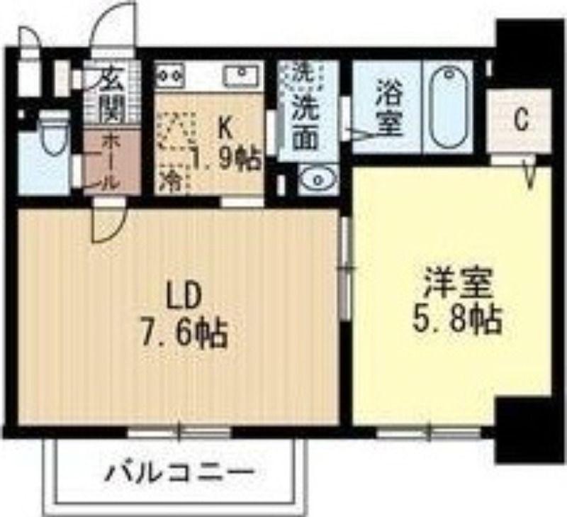 LEVANTE元町(1LDK/8階)の間取り写真