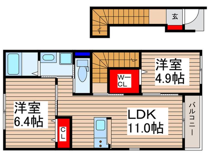 ブルーシエル(2LDK/2階)の間取り写真
