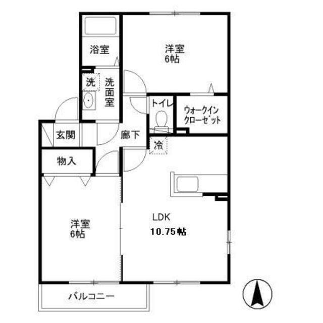 コートオンジェーム(2LDK/1階)の間取り写真
